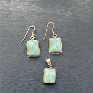 Gorgeous Caribbean Larimar earring and pendant set
